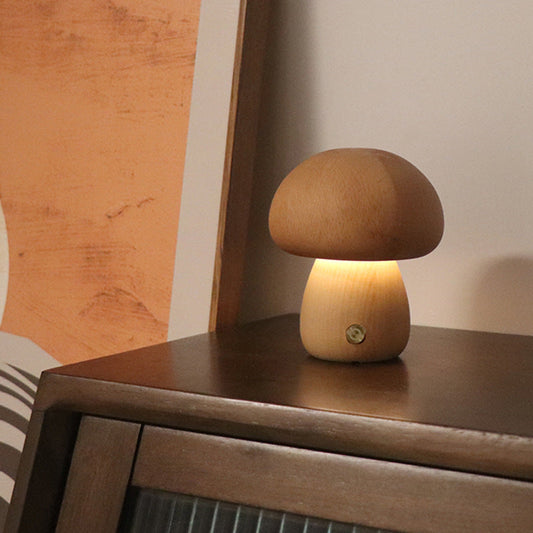 Träsvamp – Elegant och Portabel LED-lampa i Bokträ