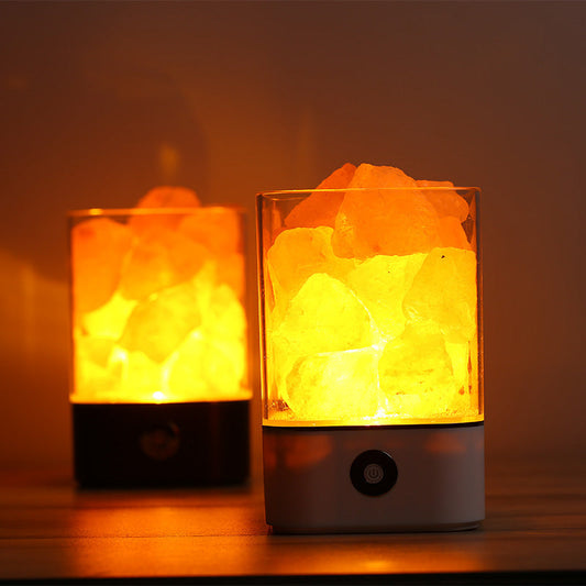 Kristallsaltlampa – Luftrenande Nattlampa med Färgskiftning och USB