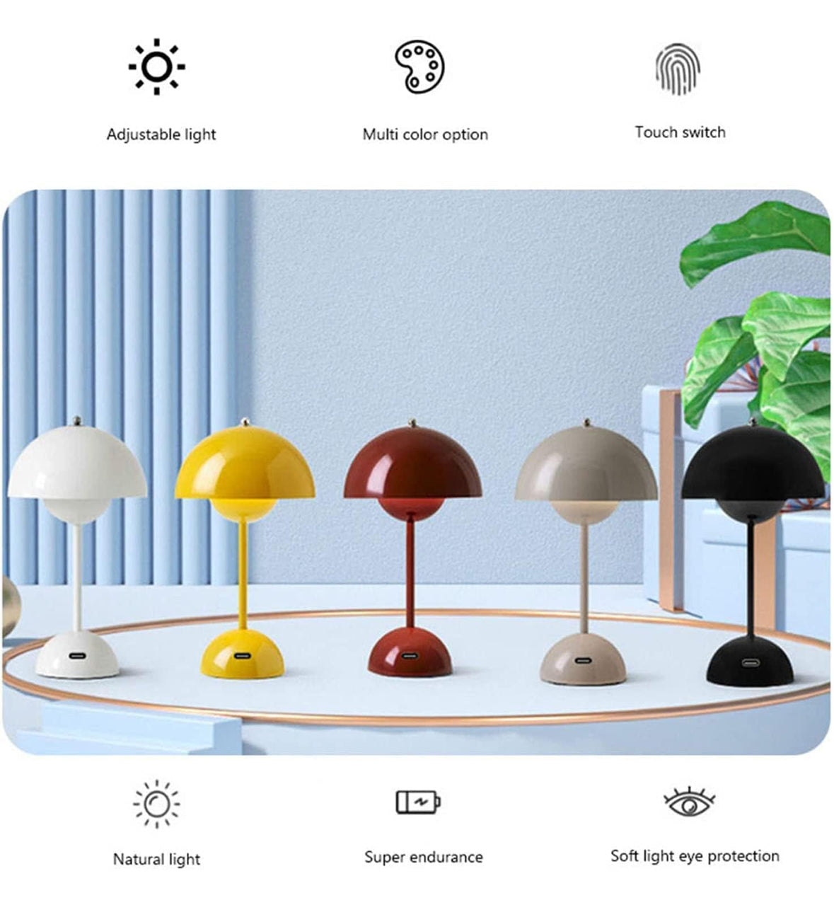 Icon Lite – Portabel Designlampa i Flowerpot-stil med Dimbar LED & USB